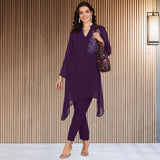 Women Sequins Motifs Embellished Asymmetric Kurti Pant Set