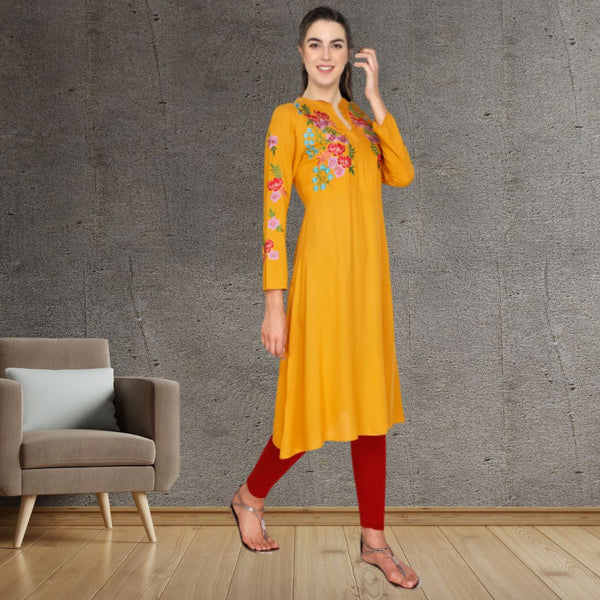 Floral Embroided A line kurti