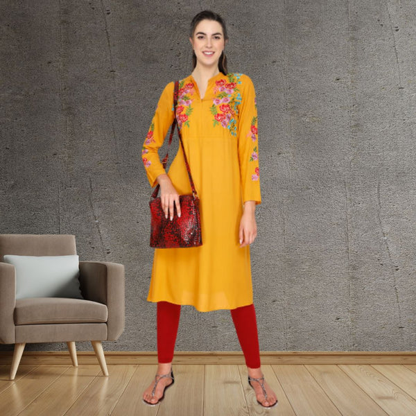 Floral Embroided A line kurti