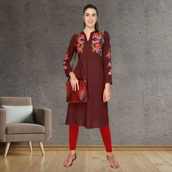 Floral Embroided A line kurti