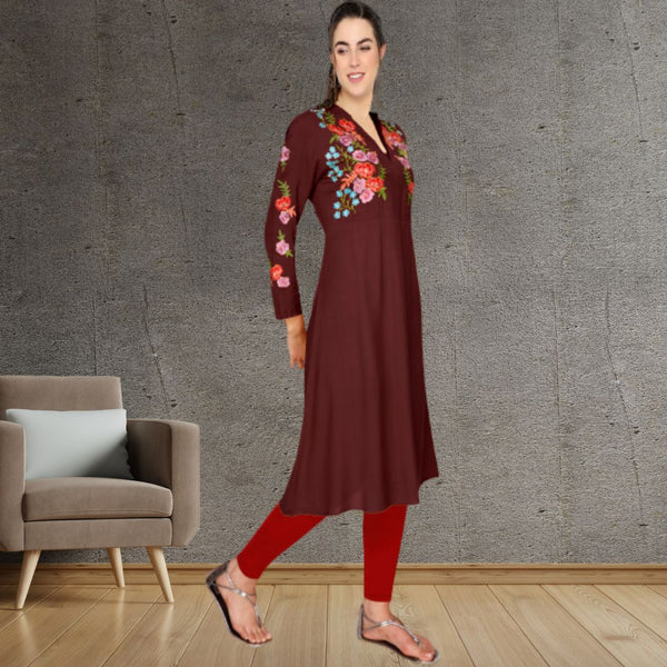 Floral Embroided A line kurti