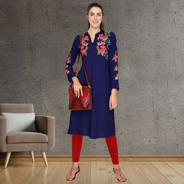 Floral Embroided A line kurti