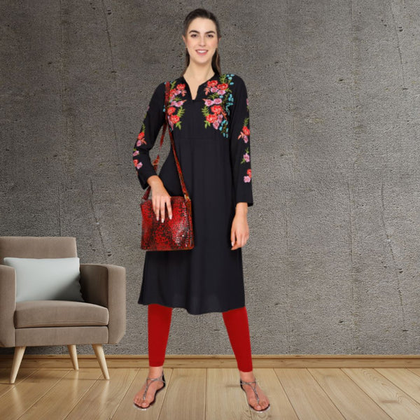 Floral Embroided A line kurti