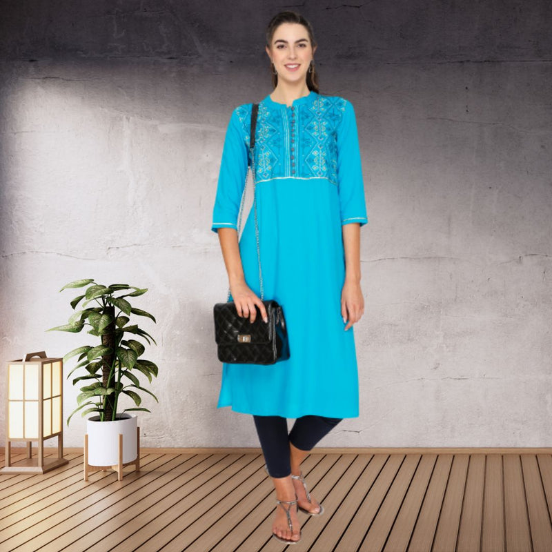 Geometric Embroided A Line Kurti