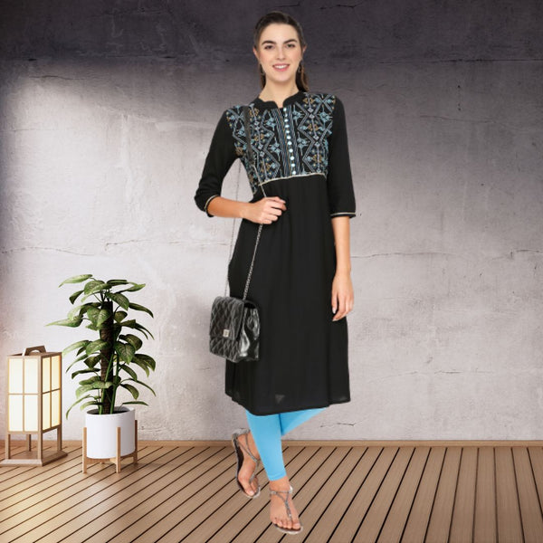 Geometric Embroided A Line Kurti