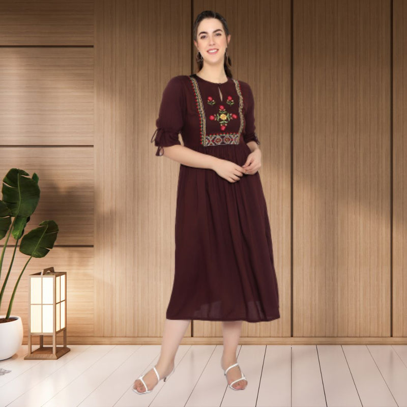 Floral Embroided a line kurti