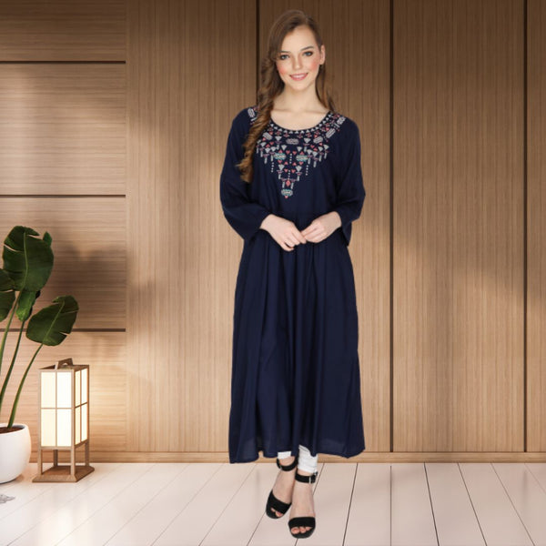 geometric embroided ethnic anarkali rayon kurti