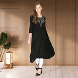 geometric embroided ethnic anarkali rayon kurti