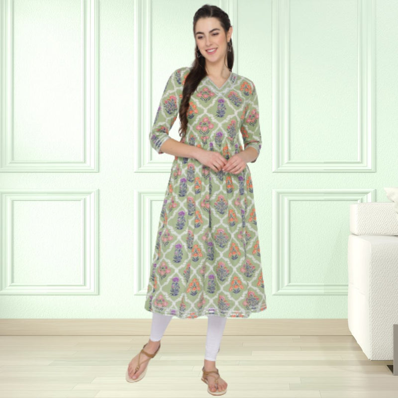 Ethnic Printed anarkali cotton kurti