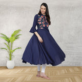 Elegant Floral Embroidered Rayon Kurti