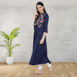 Elegant Floral Embroidered Rayon Kurti