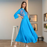 Elegant Floral Embroidered Rayon Kurti