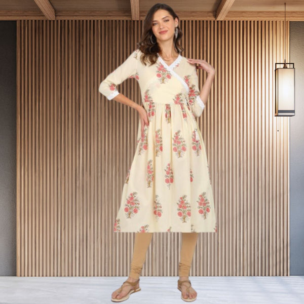 Women Floral Print Pure Cotton Flared Kurta