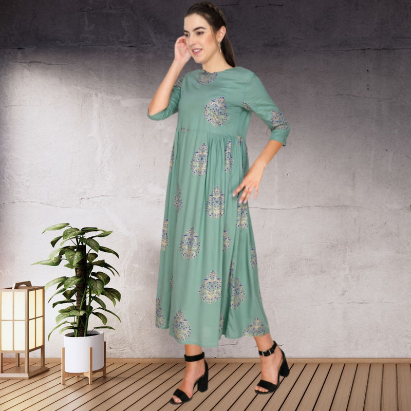 Ethnic Printed Cotton anarkali kurti