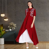 Elegant Floral Embroidered Shrug Kurti Set