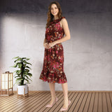 Blooming Elegance Floral Printed Crepe Dress