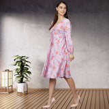 Petal Grace Knee-Length Floral Crepe Dress