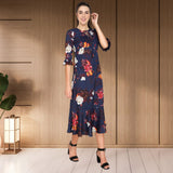 Elegant Floral Printed Crepe Dress