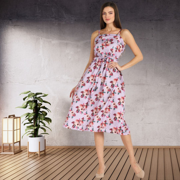 Summer Breeze Spaghetti Strap Floral Crepe Dress