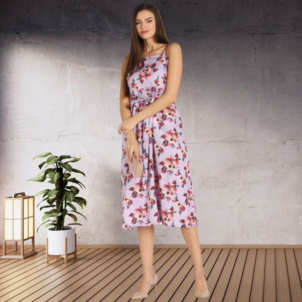 Summer Breeze Spaghetti Strap Floral Crepe Dress