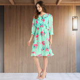 Floral Print Knee-Length Georgette Dress