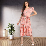 Floral Charm Fit and Flare Crepe Dress