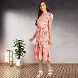 Floral Charm Fit and Flare Crepe Dress