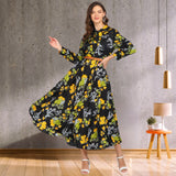 Eternal Bloom Fit and Flare Floral Long Crepe Dress