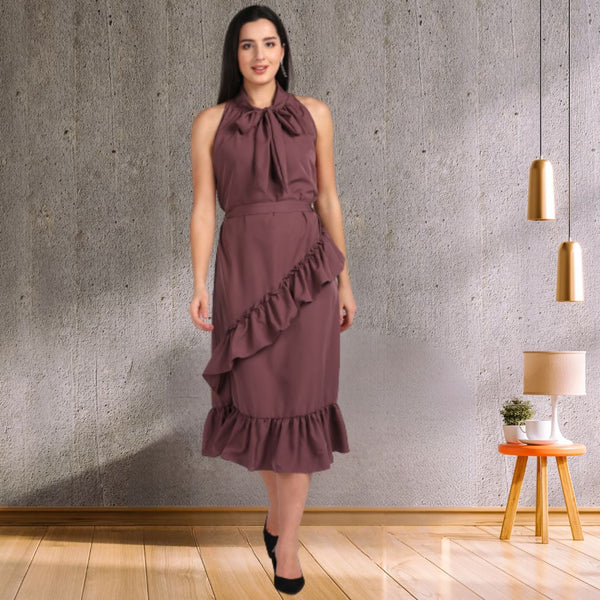 Chic Frilled Crepe Dress