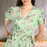 Floral Charm Fit and Flare Crepe Dress