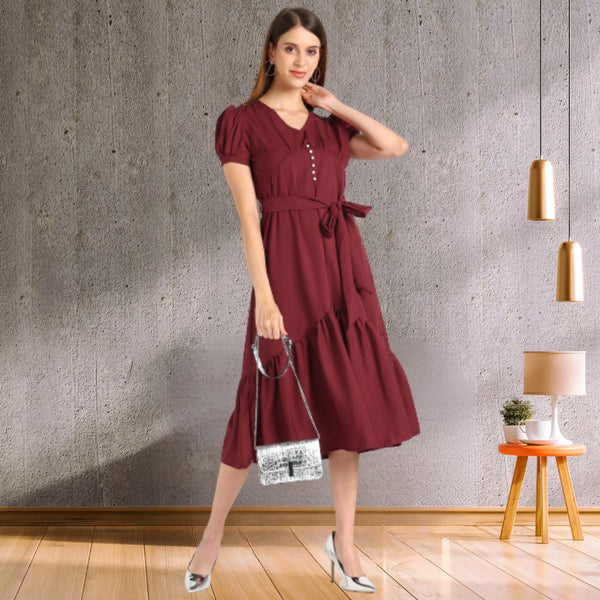 Elegant Fit and Flare Crepe Dress