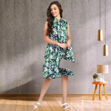 Blooming Elegance Knee-Length Floral Crepe Dress