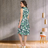 Blooming Elegance Knee-Length Floral Crepe Dress