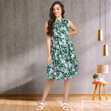 Blooming Elegance Knee-Length Floral Crepe Dress