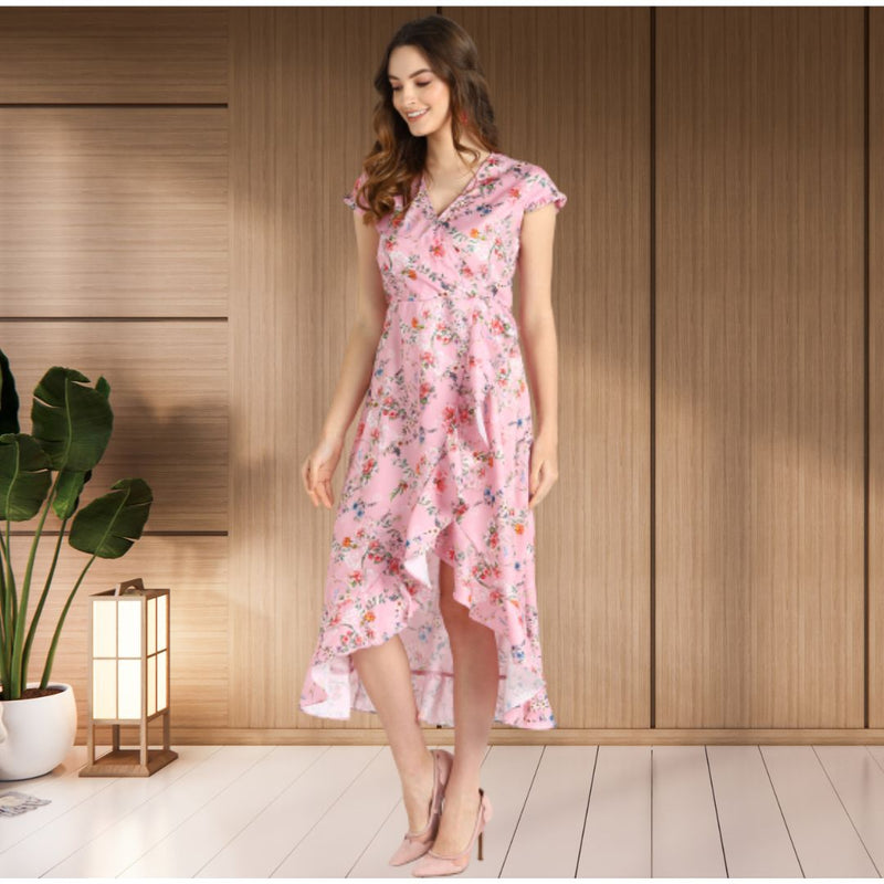 Blooming Elegance Floral Printed Crepe Dress