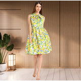 Blooming Elegance Knee-Length Floral Crepe Dress