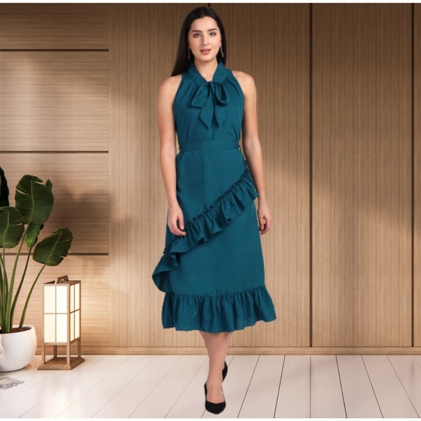 Chic Frilled Crepe Dress