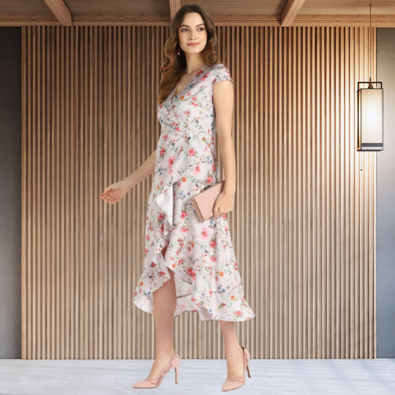 Elegant Floral Printed Crepe Dress