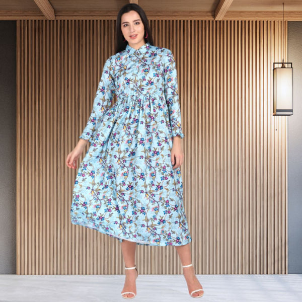 Blooming Elegance Floral Printed Crepe Dress