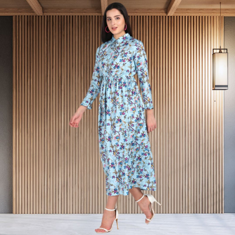 Blooming Elegance Floral Printed Crepe Dress