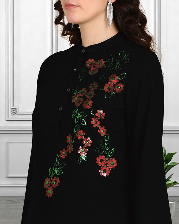 Women Sequins Motifs Embellished Asymmetric Kurti Pant Set