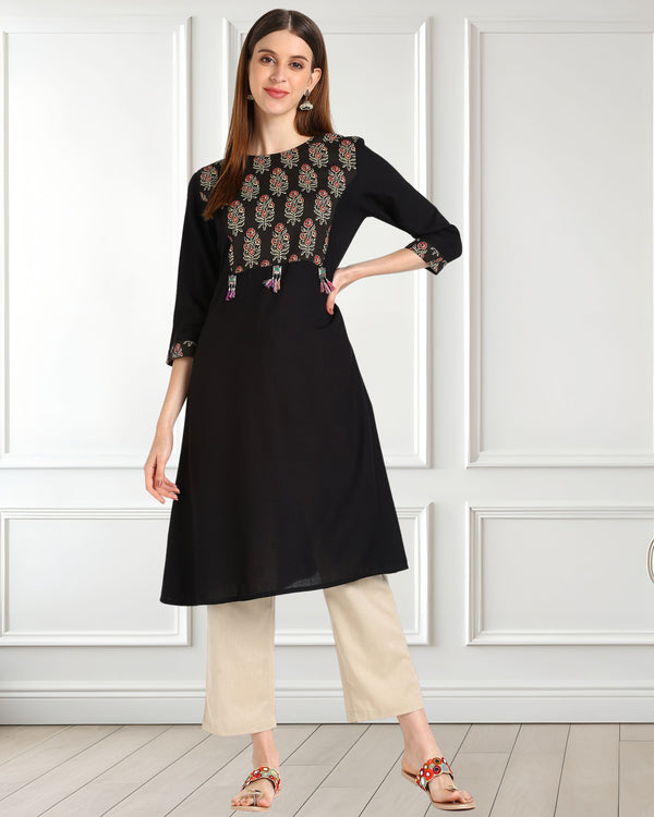 Women Block print A line kurti