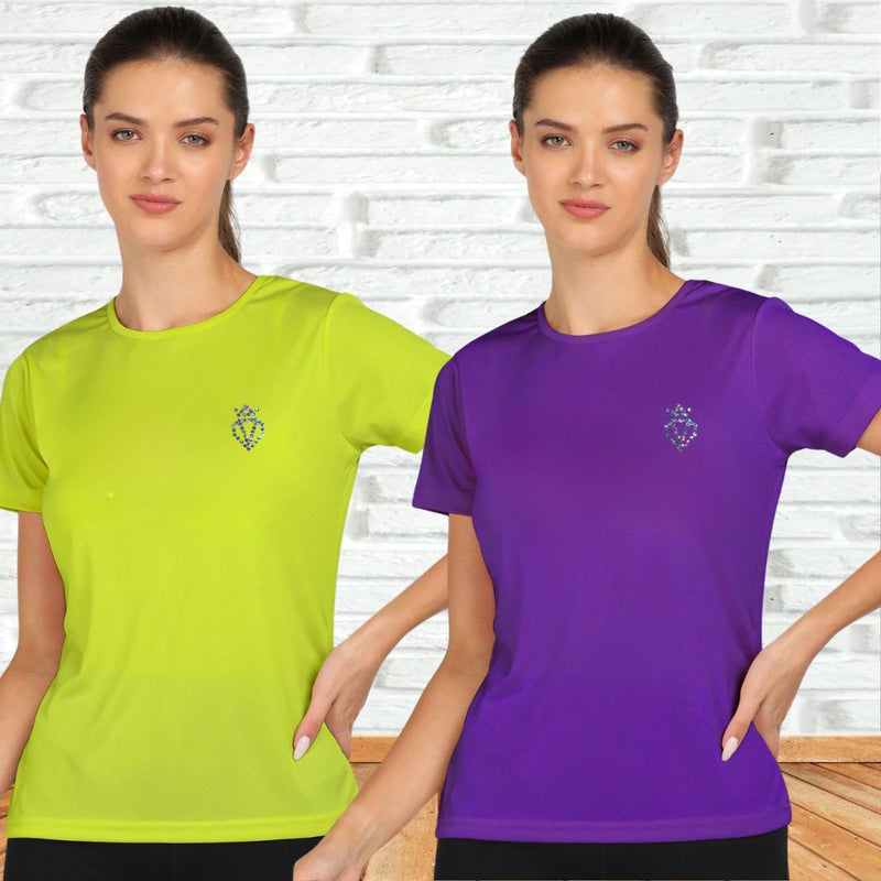 Women's Polyester Sports T-Shirt Pack of 2