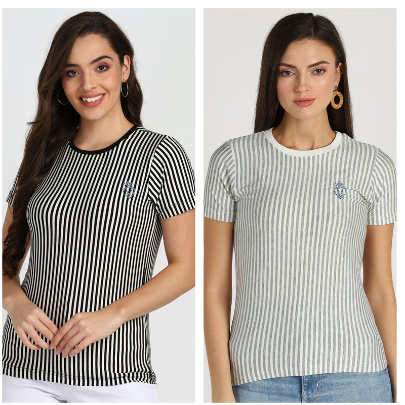 Double the Comfort with the Pack of 2 Women's Cotton T-Shirts