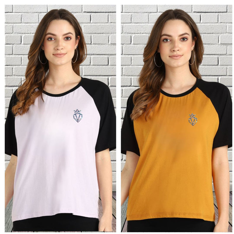 Double the Comfort with the Pack of 2 Women's Cotton T-Shirts