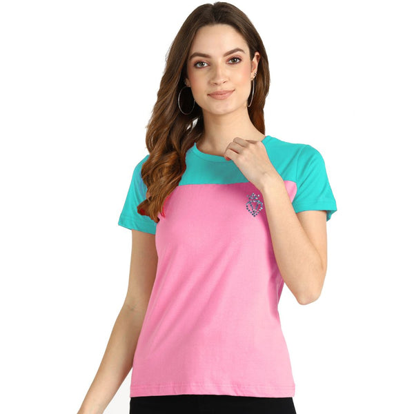 Elevate Your Basics with the Pack of 2 Women's Cotton Two-Tone T-Shirts