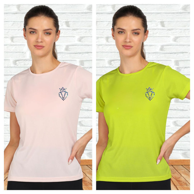 Women's Polyester Sports T-Shirt Pack of 2