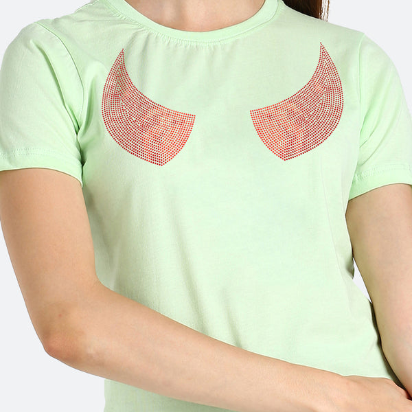 Women's Sequin Motifs Embellished cotton T-shirt