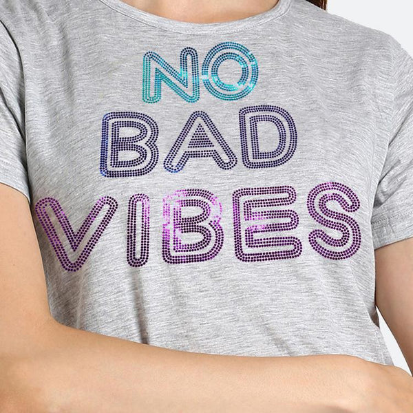 Women's Sequins Motifs Embellished Cotton T-shirt