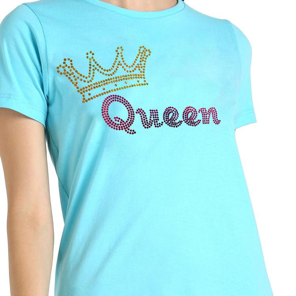 Women's Sequins Motifs Embellished Cotton T-shirt